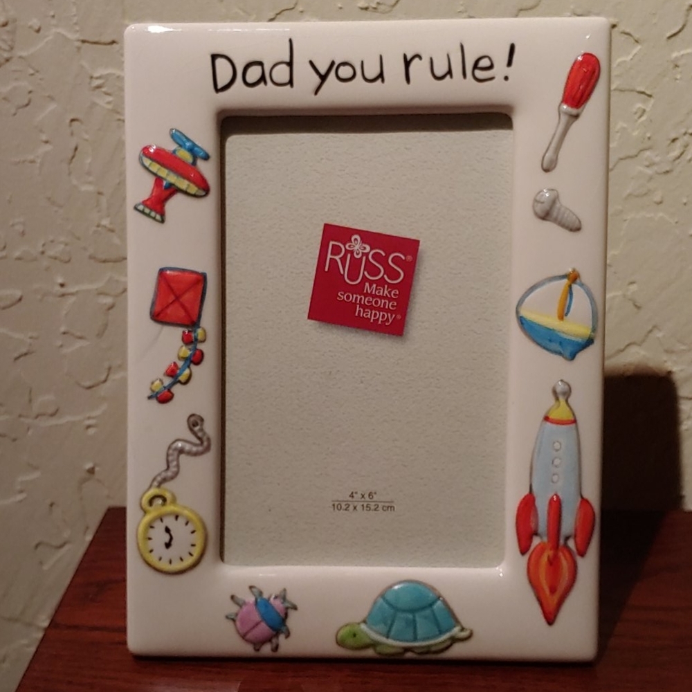3/$20🌟 RUSS "Dad you rule!" Ceramic 4×6 Frame
